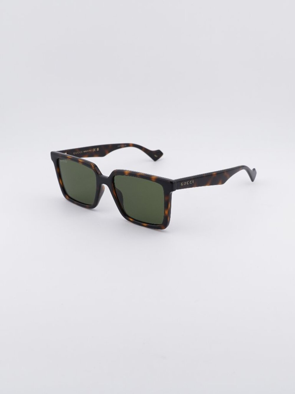 Gucci GG1540S 002 Sunglasses Havana Square Frame, Green Lenses